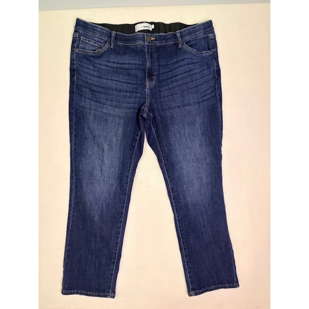 Sonoma Goods for Life Straight Leg Jeans Womens 22W Dark Wash Elastic Waist